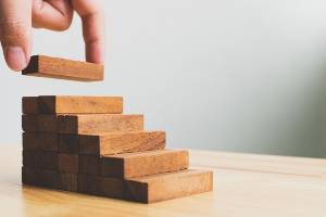 stack of wooden blocks in steps