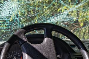 severely cracked windshield