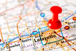 road map of area around lafayette louisiana