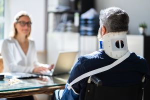 meeting with man in wheelchair