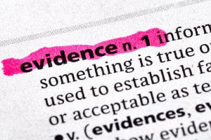 evidence definition in a book