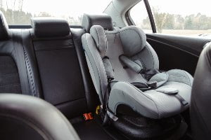empty car seat in car