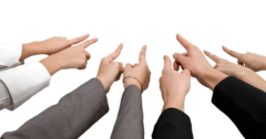 fingers pointing at central point