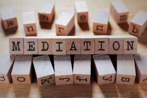 small wood blocks with mediation written on them