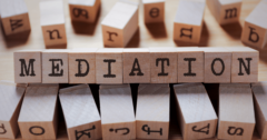 small wood blocks with mediation written on them