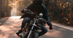 motorcycle rider with black helmet